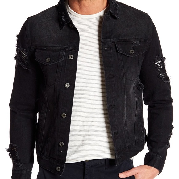 distressed denim jacket mens black